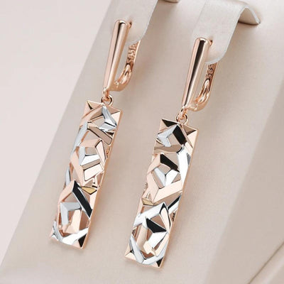 Emma™ | Rectangular earrings made of gold and silver