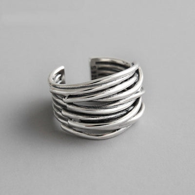 Emma™ | Adjustable Silver Layered Ring