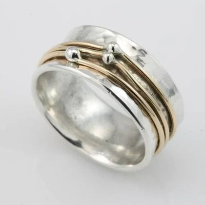 Emma™ | Layered silver ring with gold
