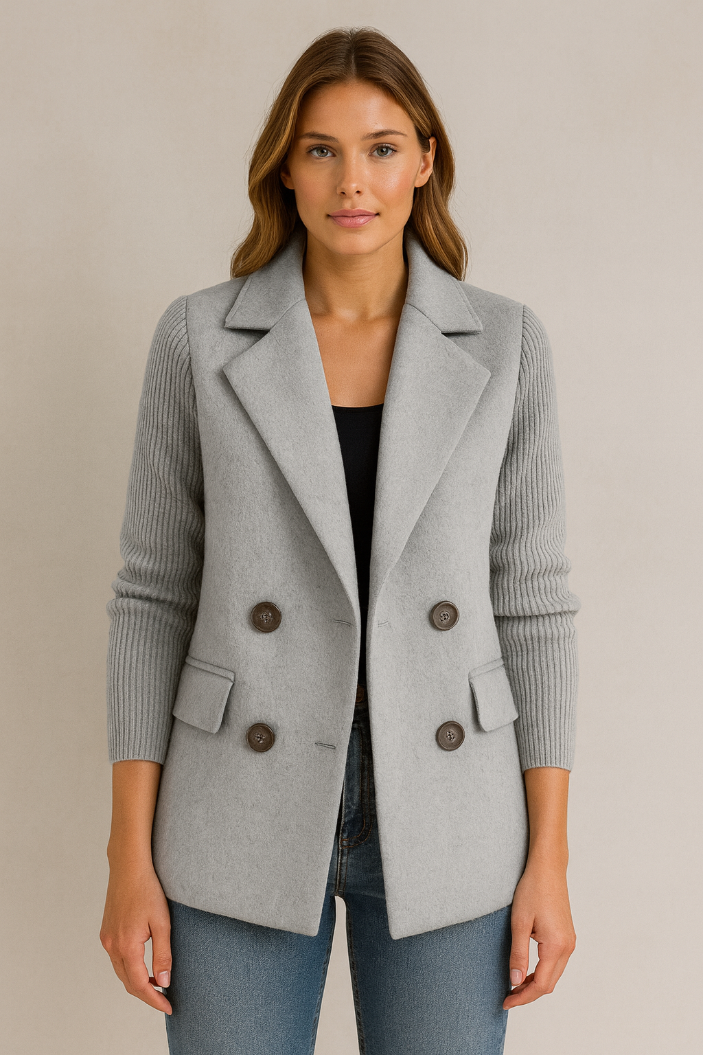 AMA - KNIT-SLEEVE BLAZER