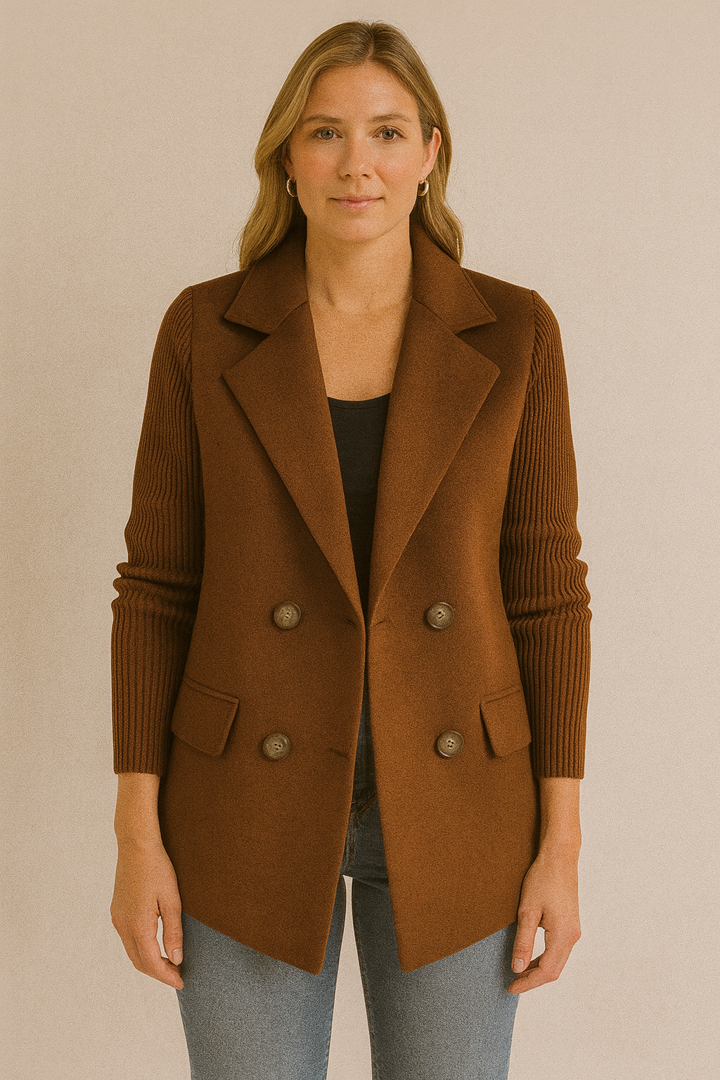 AMA - KNIT-SLEEVE BLAZER