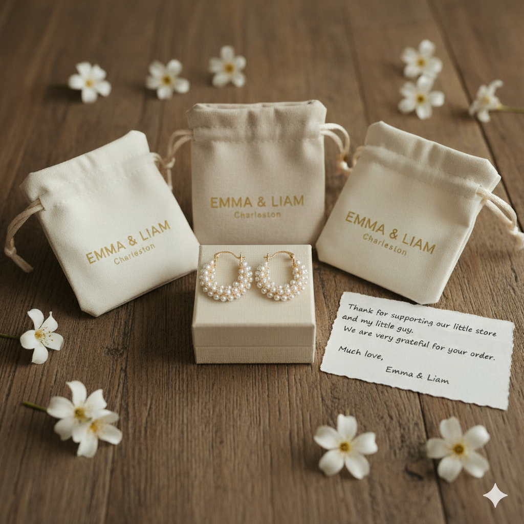 Emma™ | Gold hoop earrings with pearl