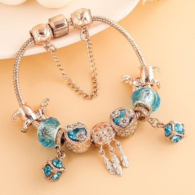 Emma™ | Bracelet in rose silver with blue zirconia