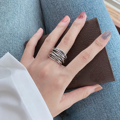Emma™ | Adjustable Silver Layered Ring