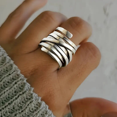 Emma™ | Vintage thick silver layered ring