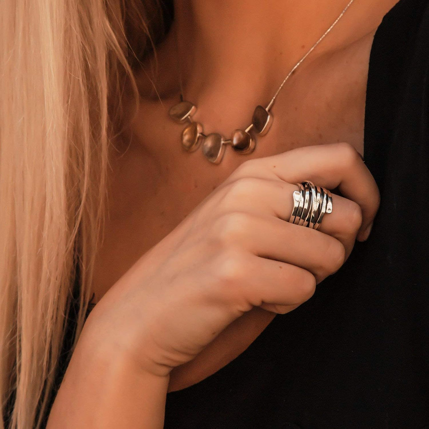Emma™ | Vintage thick silver layered ring