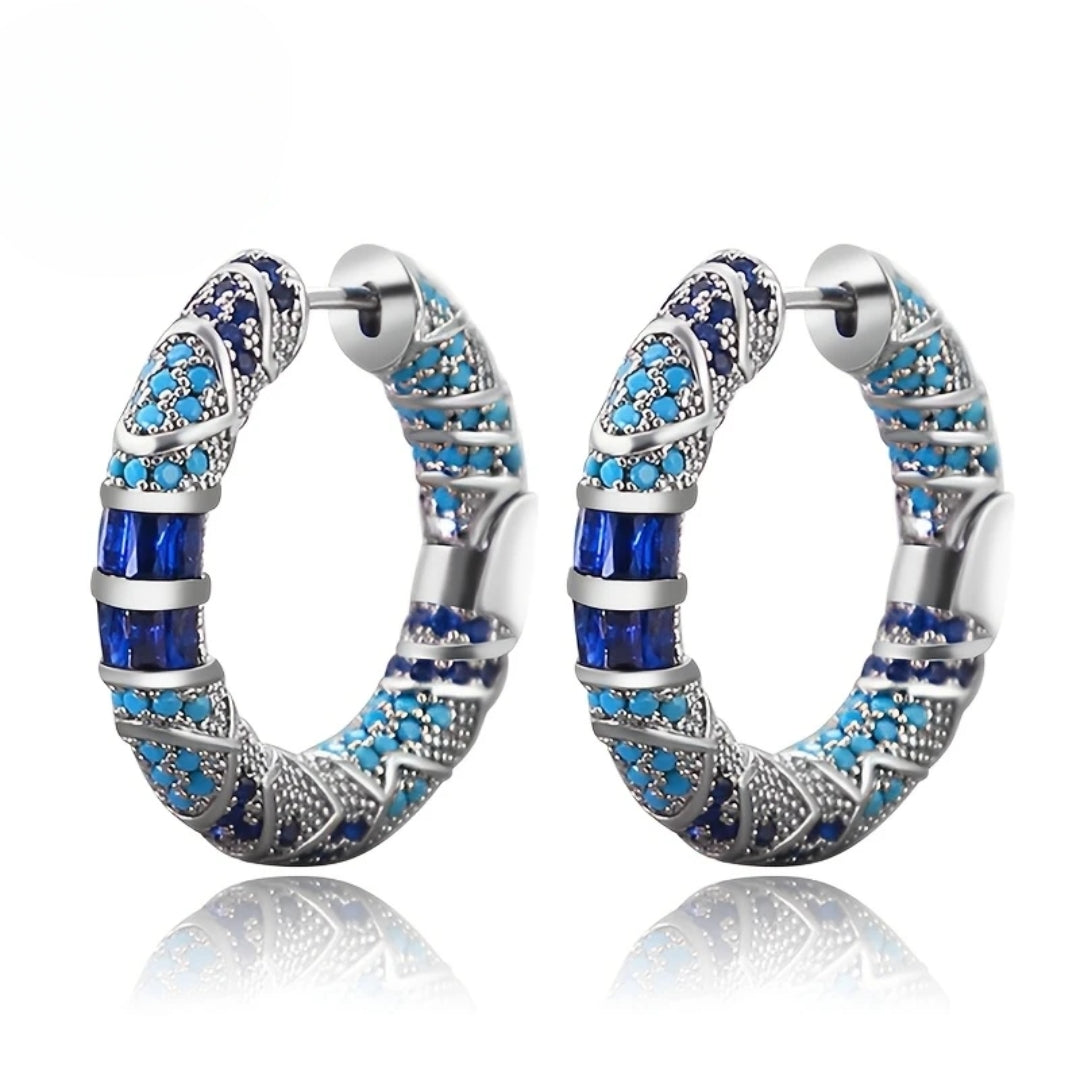 Emma™ | Hoop earrings with blue zirconia