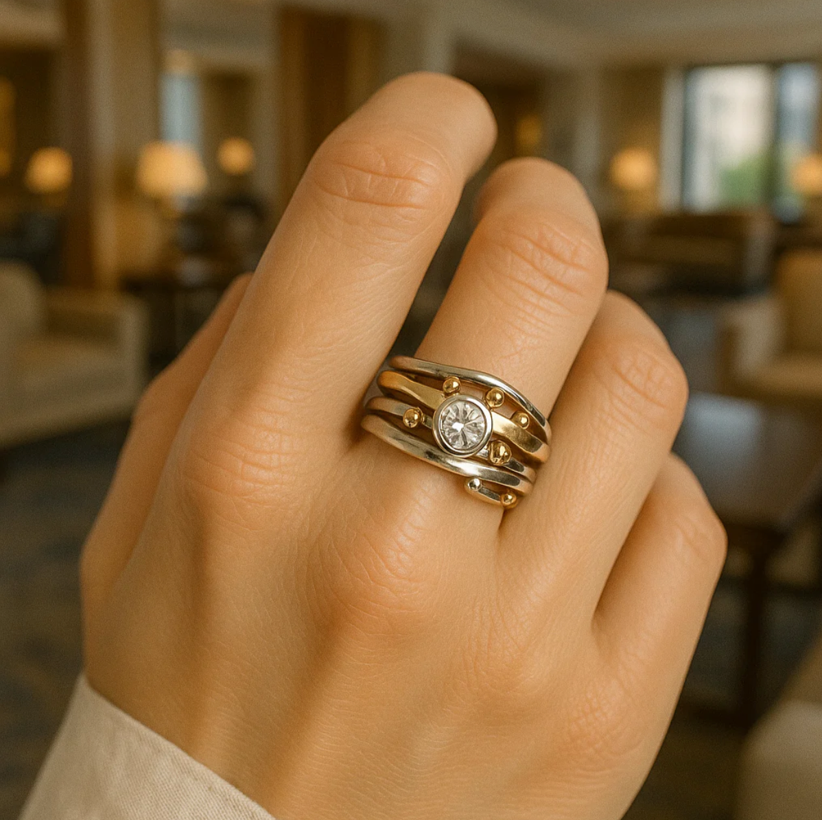 Emma™ | Ring with zirconia and gold inlay