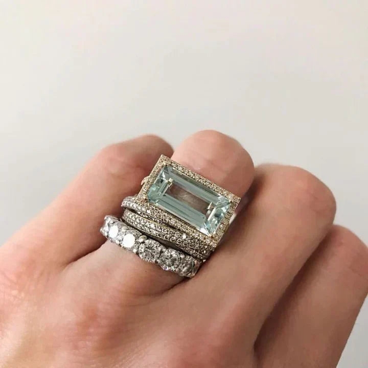 Emma™ | Silver ring set with turquoise glass
