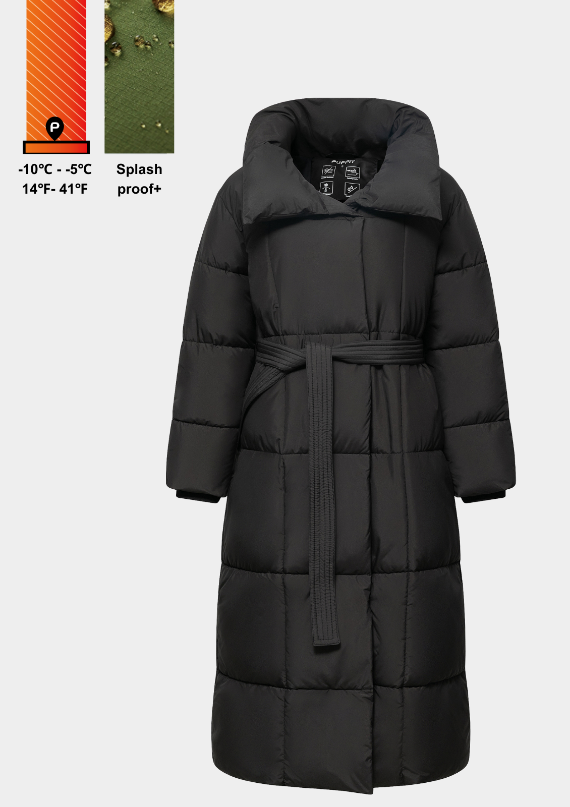 BLAIRE | EXTRA LONG LENGTH BULETED BUTTON PUFFER JACKET