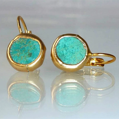 Emma™ | Gold earrings with turquoise stone