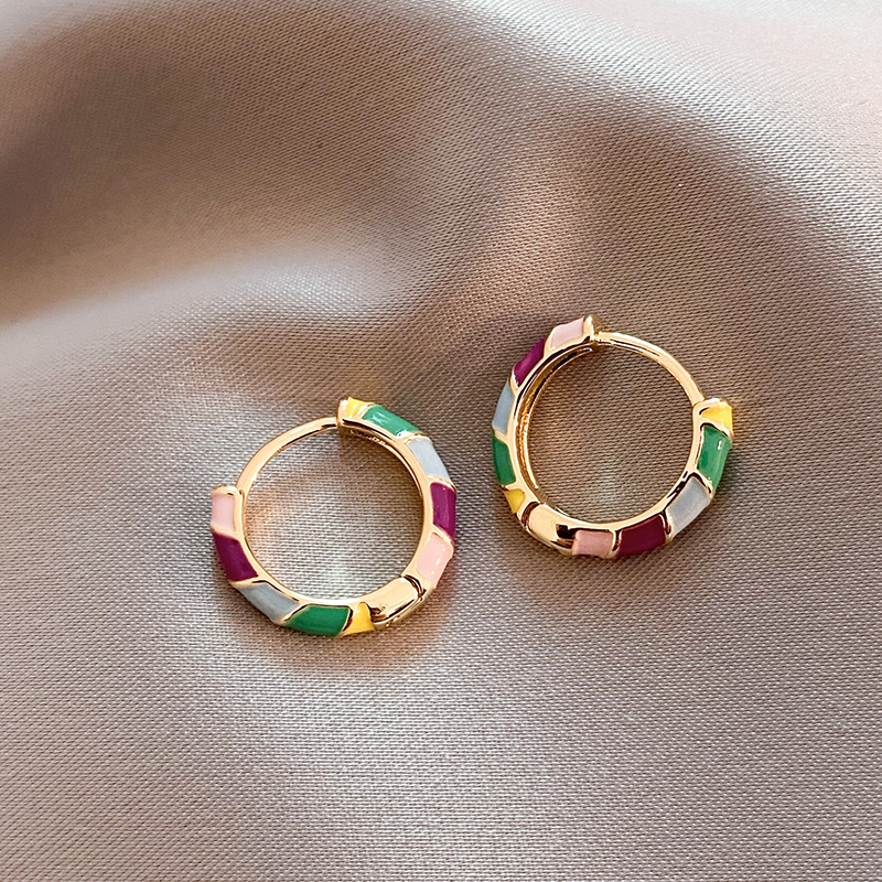 Emma™ | Elegant gold earrings with multicolored enamel
