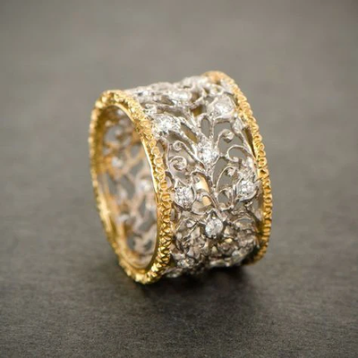 Emma™ | Vintage ring with zirconia and ivy motif