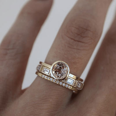 Emma™ | Set of gold rings inlaid with crystal