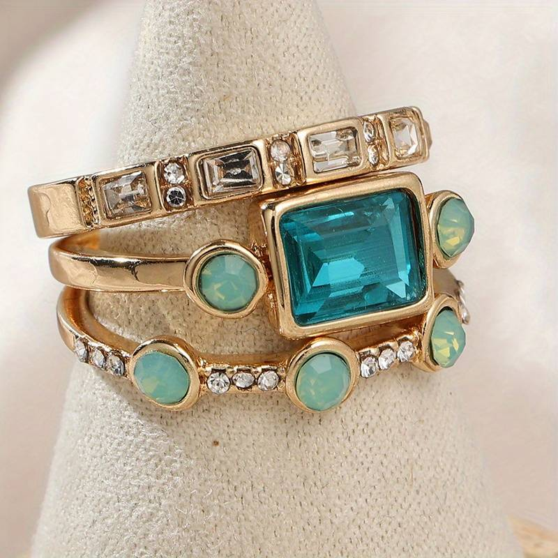 Emma™ | Ring set with blue crystal
