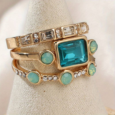Emma™ | Ring set with blue crystal