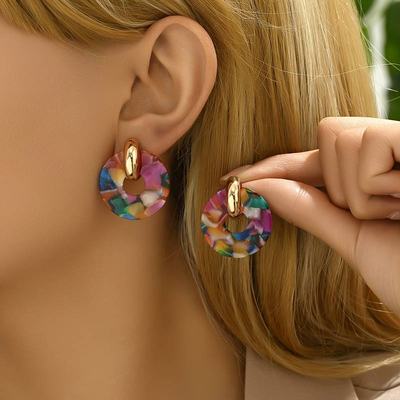 Emma™ | Multicolored round earrings
