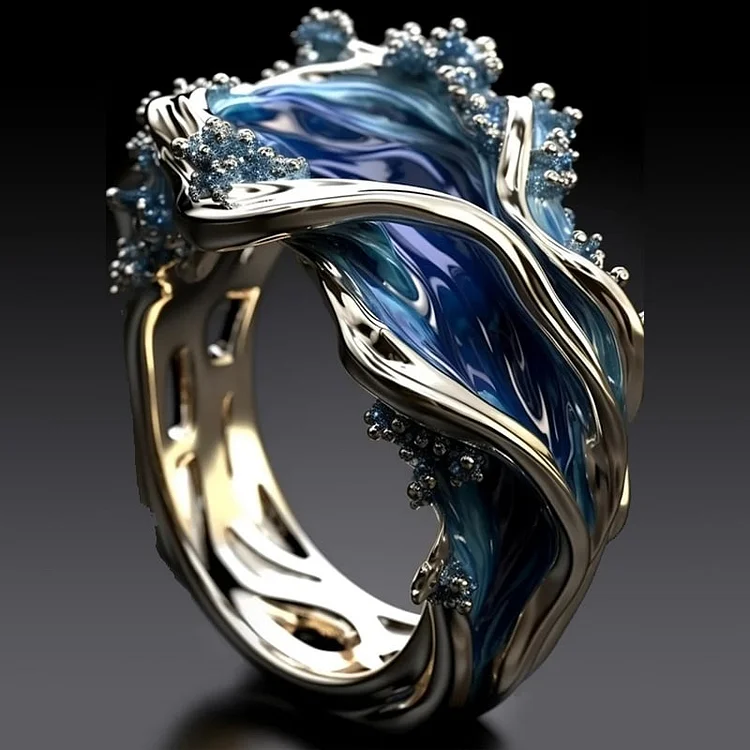 Emma™ | Gold Wavy Ring Ocean