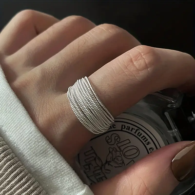 Emma™ | Layered Light Silver Ring