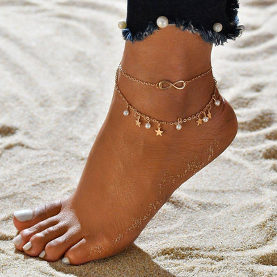 Emma™ | Infinity Ankle Bracelet with Pearls and Silver